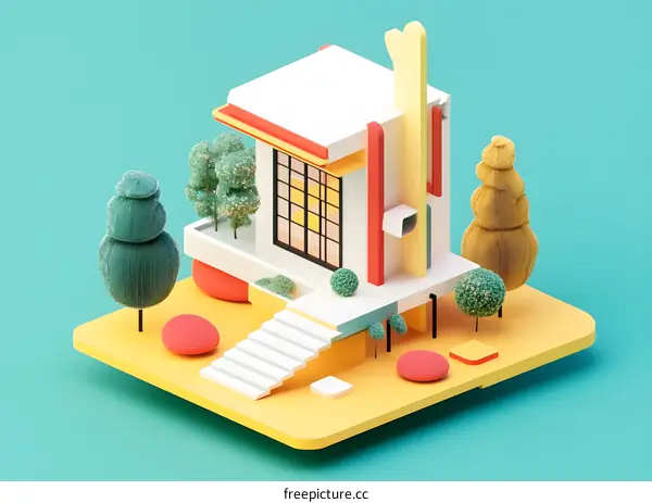 Modern House Illustration With Colorful Design