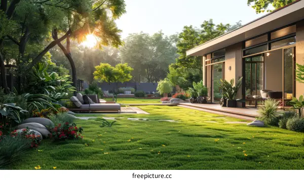 Courtyard house with swimming pool and garden