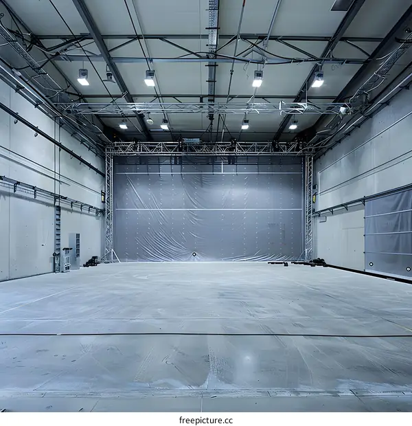 Empty Large Studio Space With Concrete Walls and Ceiling