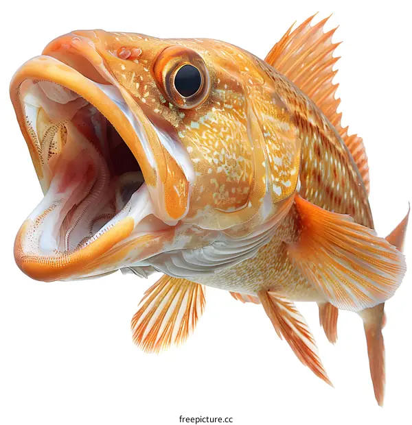 Fish with open mouth isolated on white