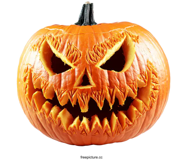 [Transparent Background PNG]Carved Halloween Pumpkin with Scary Face