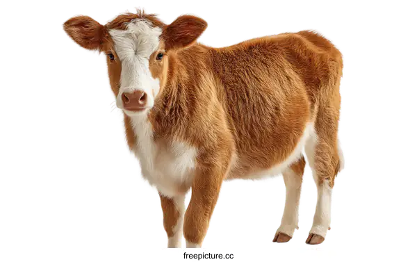 [Transparent Background PNG]Close-up Calf Portrait Against White Background