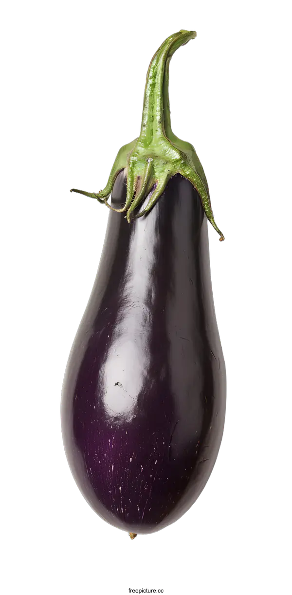 [Transparent Background PNG]Single Fresh Purple Eggplant on White Background