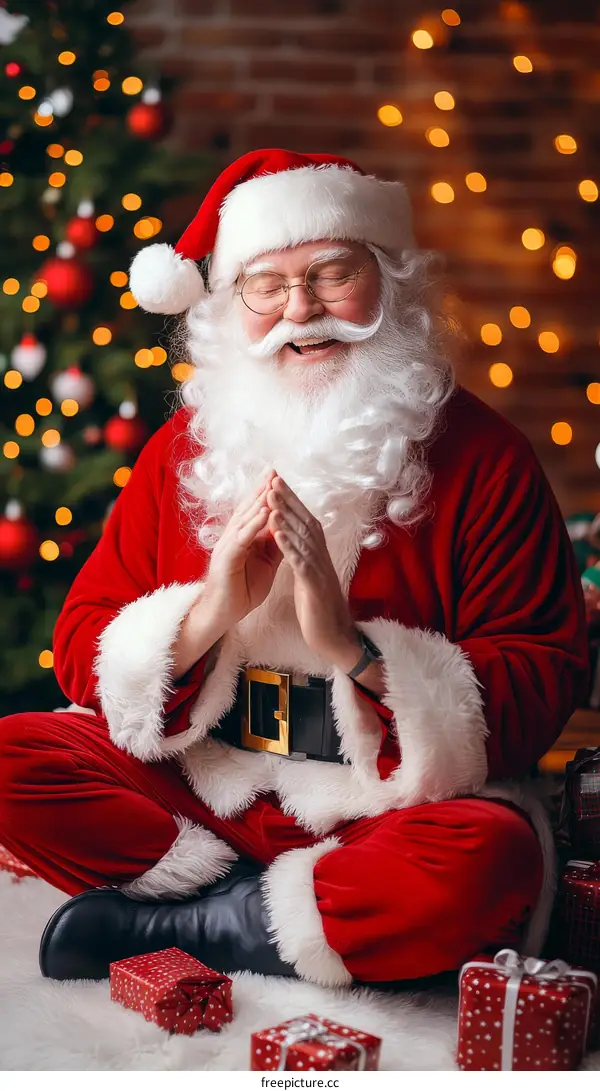 Santa Claus Sitting in Meditation Pose