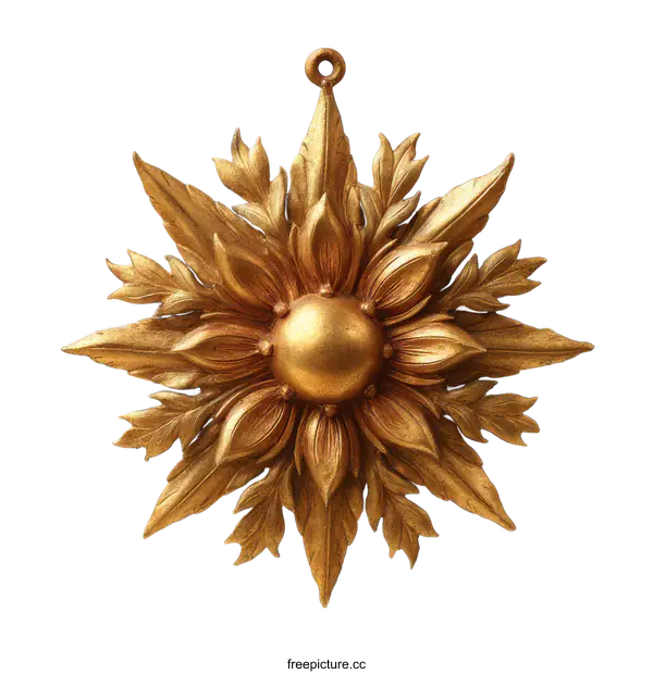 [Transparent Background PNG]Ornate Golden Decorative Sunburst Ornament
