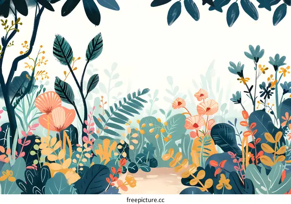 Colorful Floral Illustration With White Background