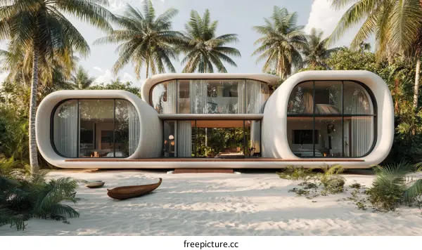 Modern Beachfront Curvilinear House Design