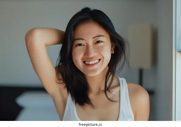 Portrait of a young Asian woman smiling