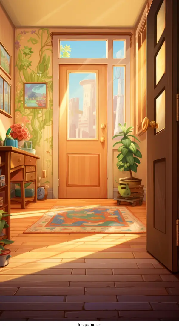 Welcoming Home Entrance with Bright Sunlight