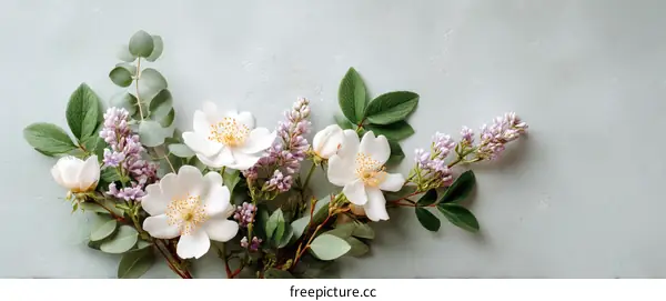 Delicate Floral Arrangement on Pastel Background