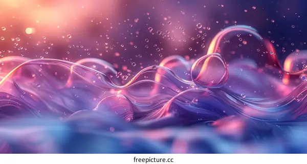 Colorful abstract background with waves and bubbles