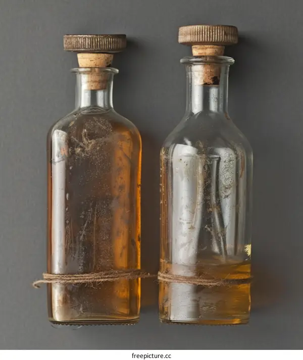 Two old bottles with corks