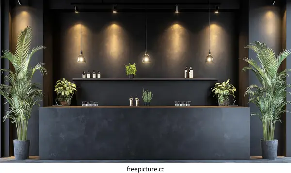 Modern Dark Bar Counter Interior Design