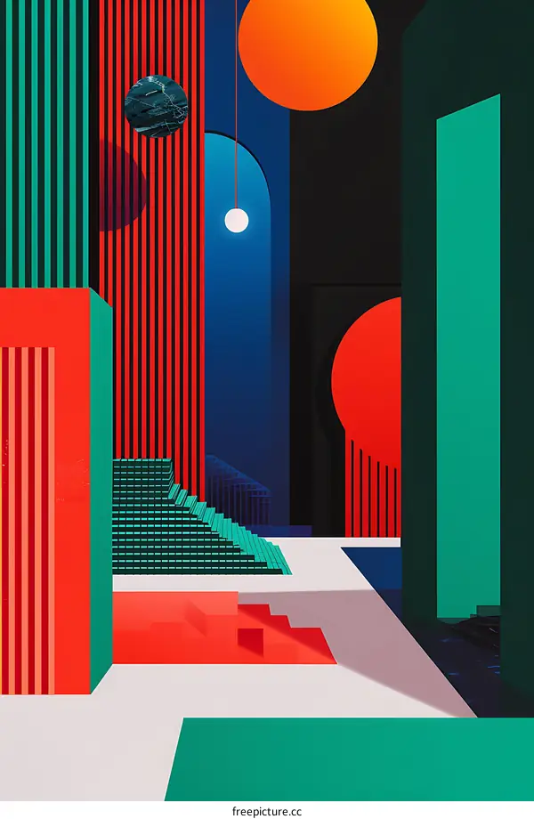 Abstract Geometric Shapes Digital Art Illustration