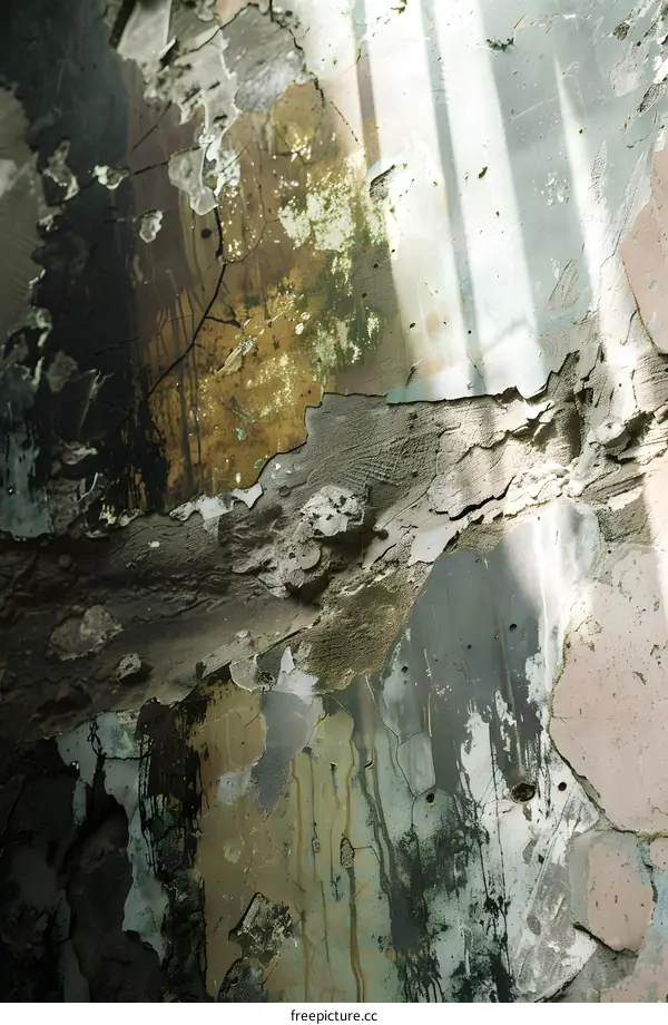 Abstract Texture of an Old Wall with Peeling Paint and Cracks