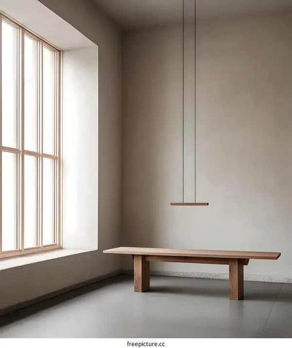 Minimalist Wooden Table in a Modern Room