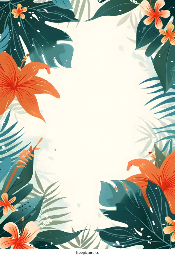 Tropical Flower Frame Illustration