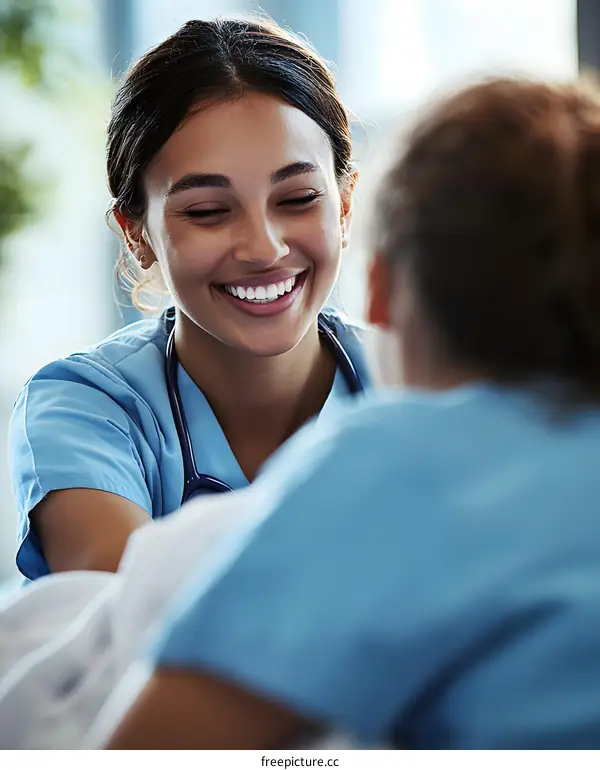Smiling Female Doctor Talking to Patient
