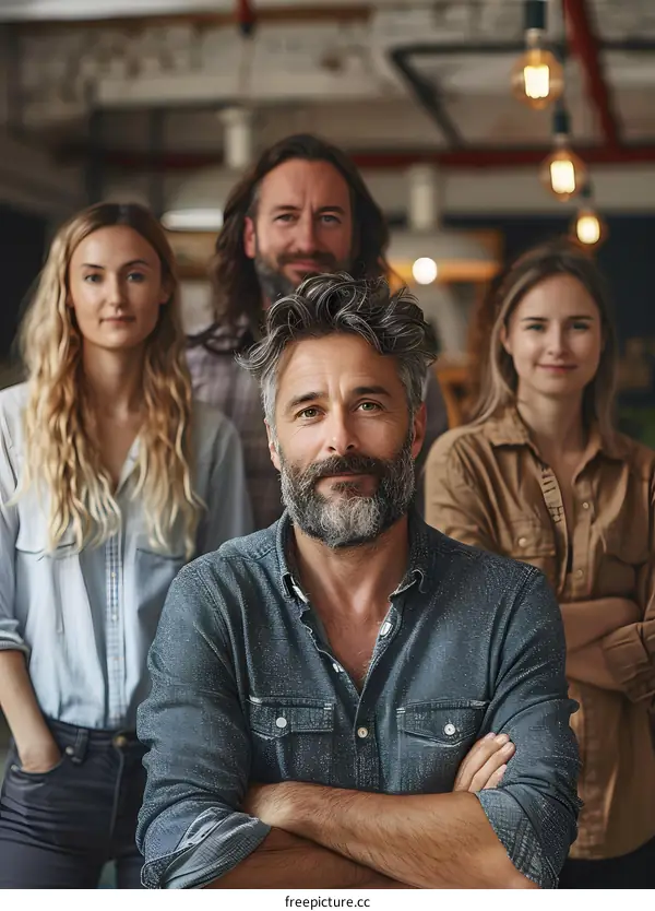 portrait of a group of people in a room