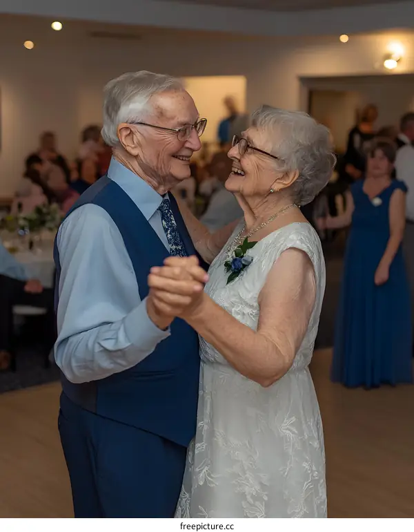 Senior Couple Dancing at Wedding Reception