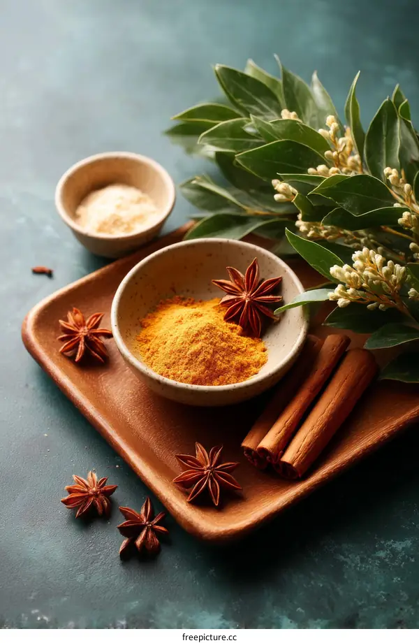 Spice Collection on Wooden Tray