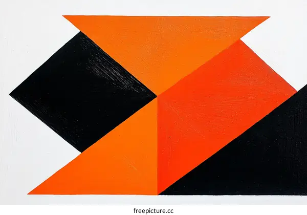Abstract Geometric Composition in Orange and Black