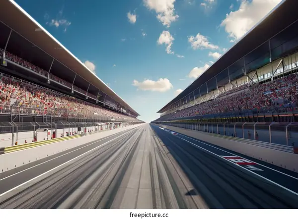 A Formula One race track with empty stands