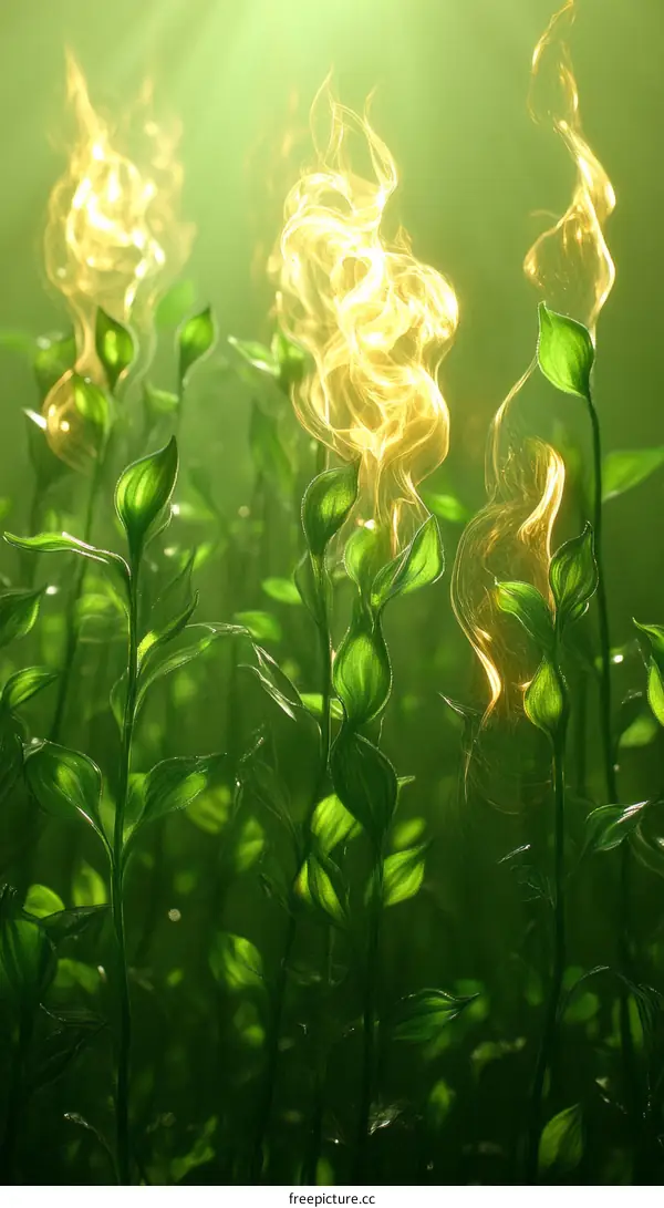 Mystic Glow of Green Plants