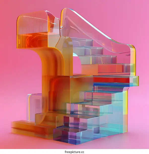 3D rendering of a staircase made of glass