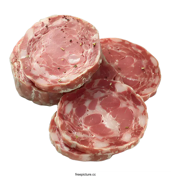 [Transparent Background PNG]Slices of a pork sausage