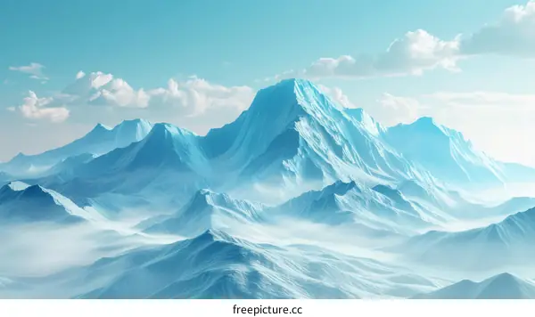 Majestic Snow-Capped Mountain Range with Clouds