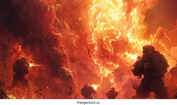 Soldiers Under Fire: A Battlefield Explosion