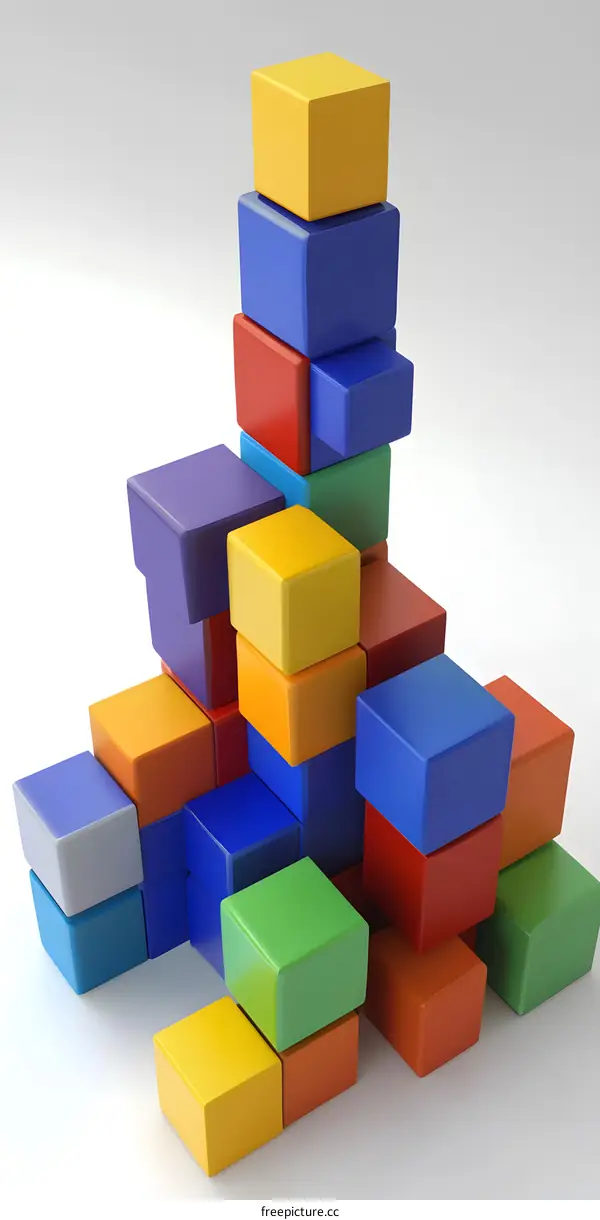 Colorful Wooden Blocks Stacked In A Creative Way