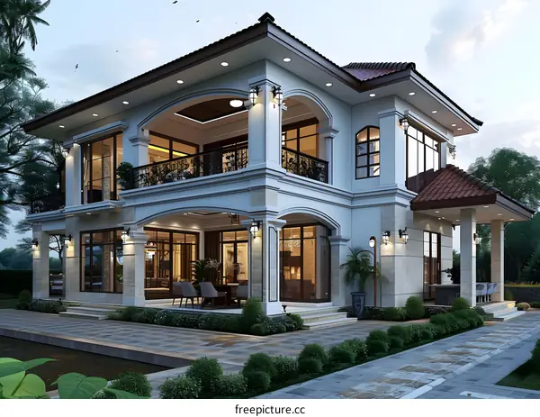 Large luxury house with pool and garden