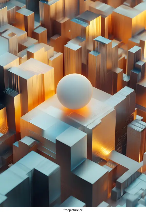 Abstract Geometric Shapes Cityscape 3D Render