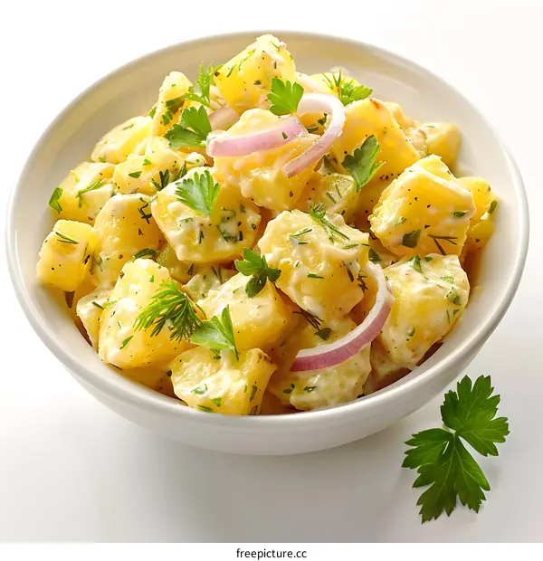 potato salad with parsley and red onion