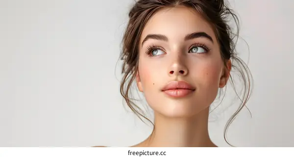 portrait of a beautiful young woman with freckles and brown hair
