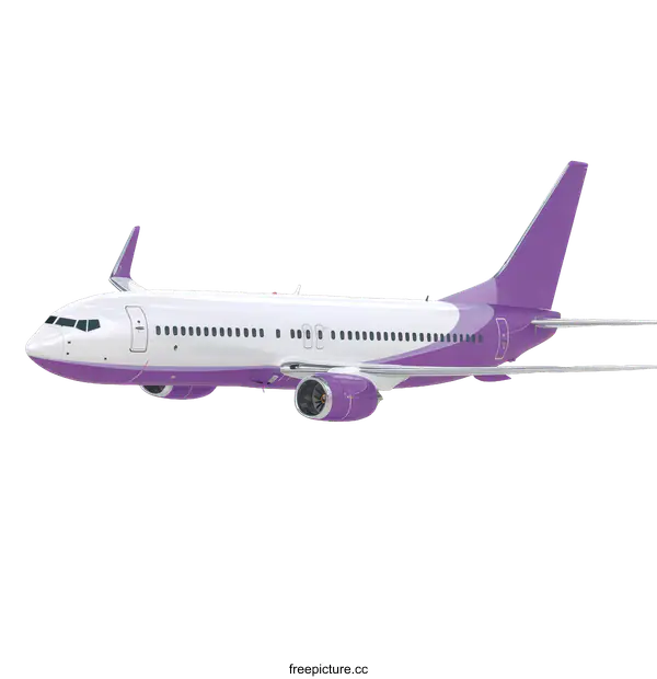 [Transparent Background PNG]Purple and White Commercial Airplane Illustration