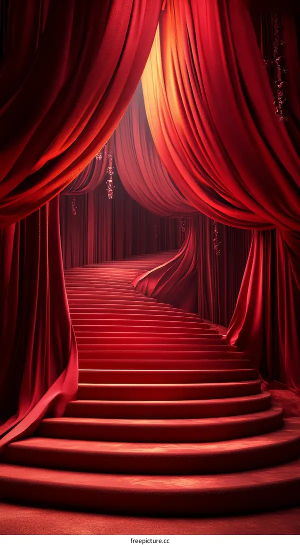 Red Carpet Staircase in a Theater Setting