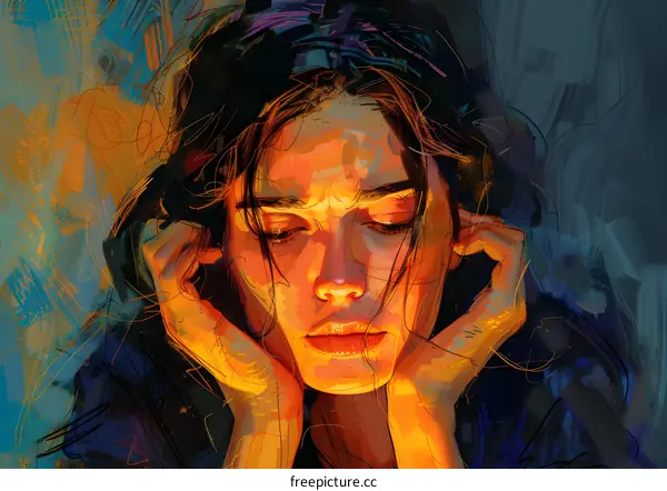 Close Up Portrait of a Woman with Closed Eyes