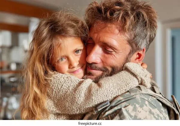 Father and Daughter Embrace in Love