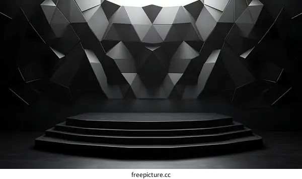 Abstract Black Geometric Podium Stage