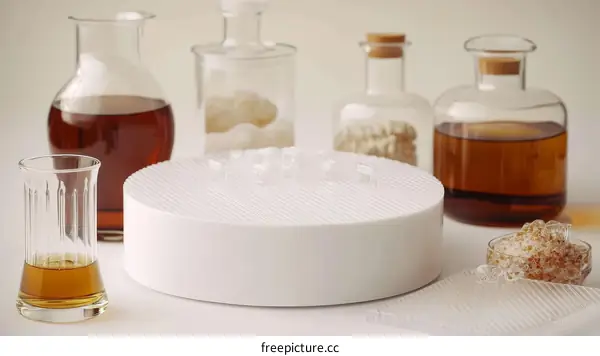 Elegant Laboratory Glassware and White Dish