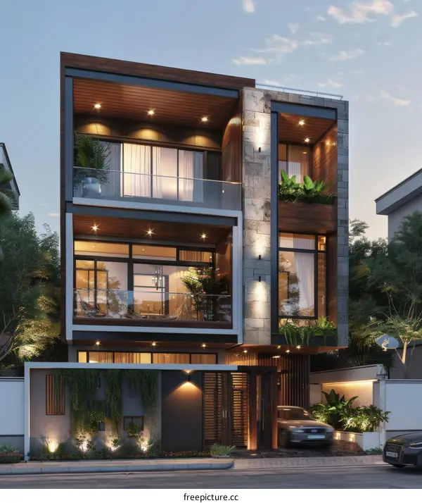 Modern Townhouse Facade Design Illustration