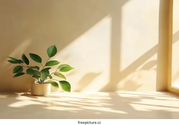 Indoor Plant Sunlight Shadows Simple Interior
