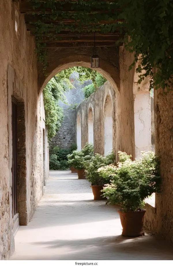 Ancient Stone Archway Garden Pathway