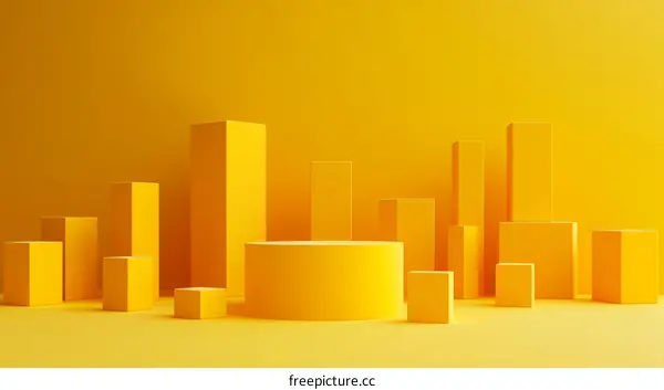 Geometric Shapes Yellow Minimalist Scene