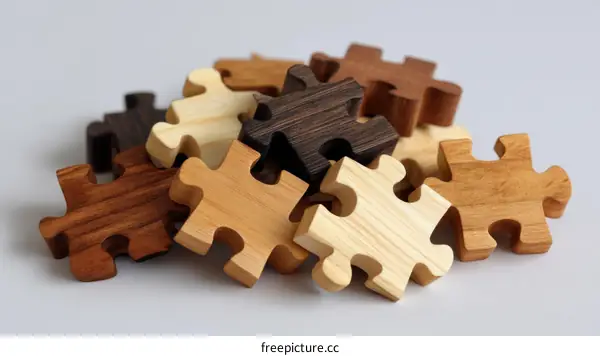 Wooden Puzzle Pieces Composition