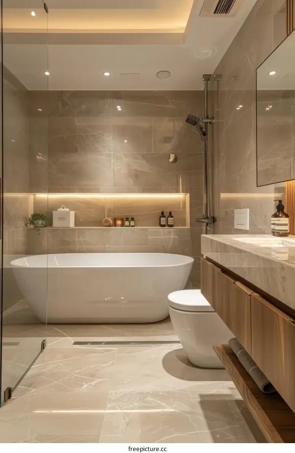 Modern Bathroom with Bathtub, Shower, and Vanity