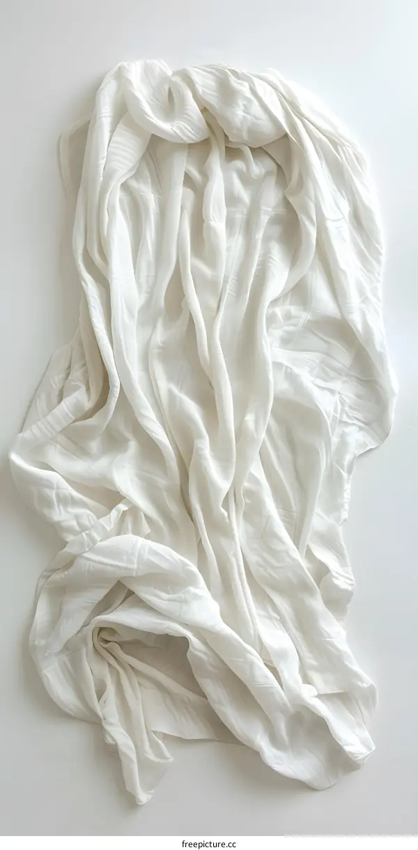 White fabric draped on a white background
